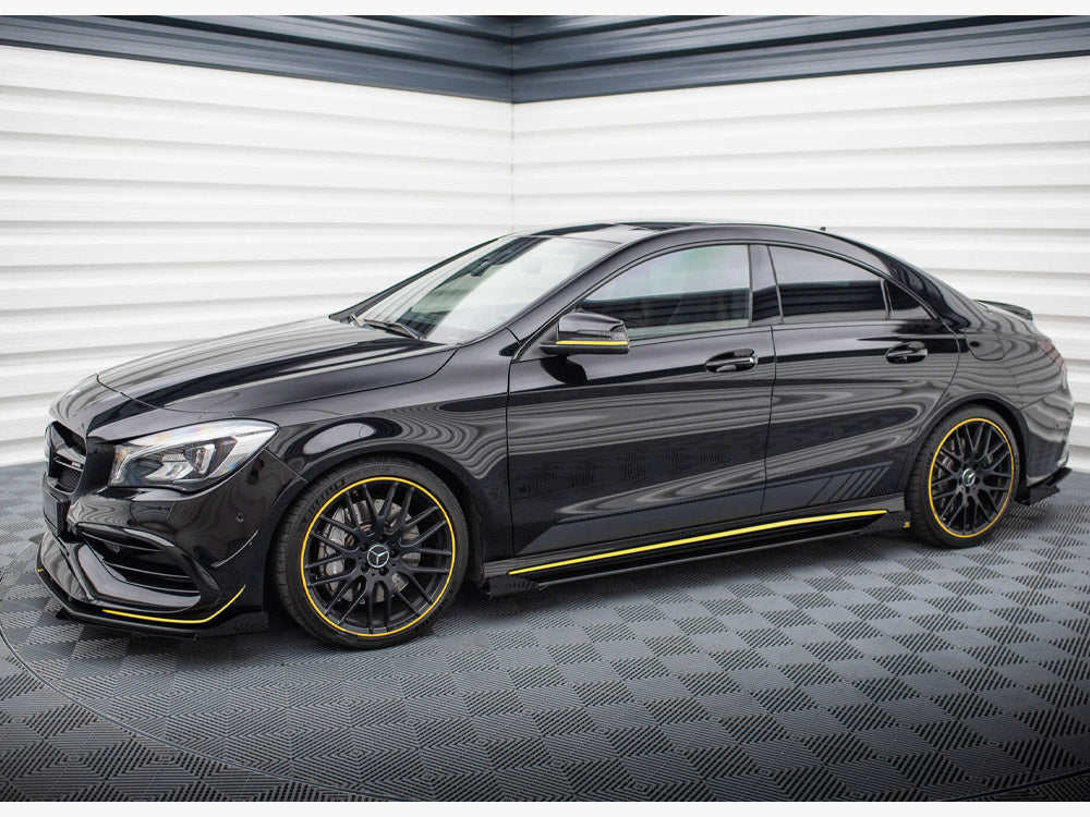 Maxton Design Street PRO Side Skirts Diffusers + Flaps Mercedes-AMG CLA 45 C117 Facelift - Black-Red + Gloss Flaps