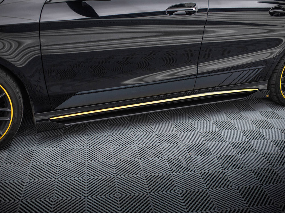 Maxton Design Street PRO Side Skirts Diffusers + Flaps Mercedes-AMG CLA 45 C117 Facelift - Black-Red + Gloss Flaps