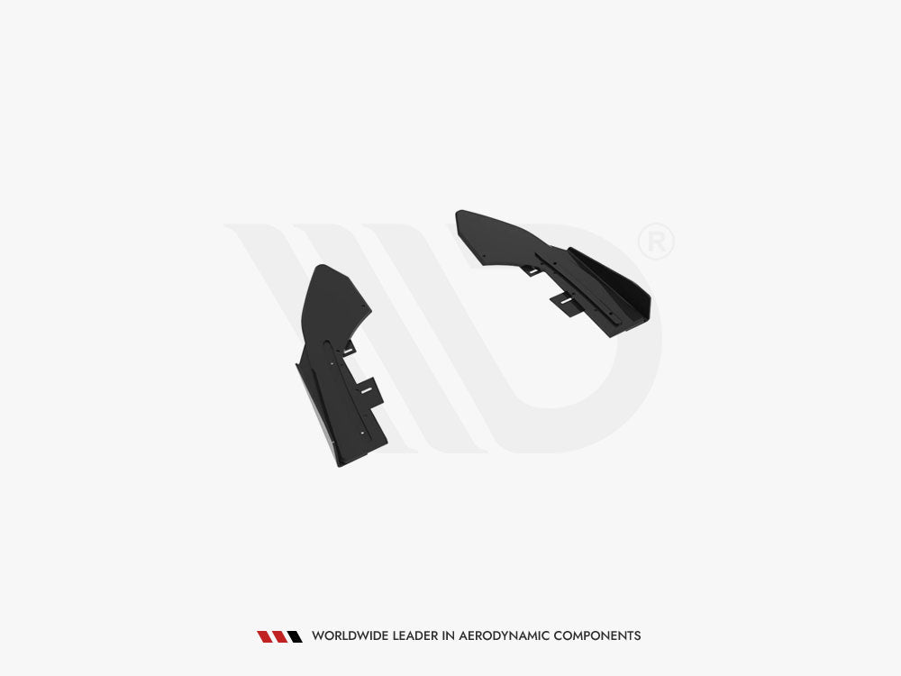 Maxton Design Street Pro Rear Side Splitters + Flaps Audi RS3 Sedan 8V Facelift - Black-Red + Gloss Flaps
