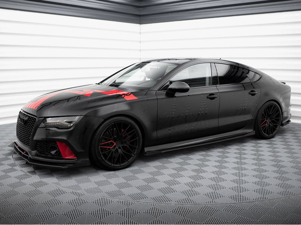Maxton Design Street PRO Side Skirts Diffusers + Flaps Audi A7 RS7 Look C7