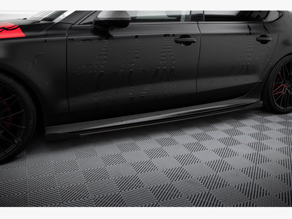 Maxton Design Street PRO Side Skirts Diffusers + Flaps Audi A7 RS7 Look C7