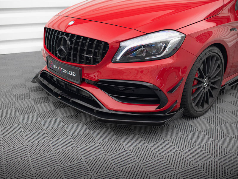 Maxton Design Street PRO Front Splitter + Flaps Mercedes-Benz A 45 AMG Aero W176 Facelift
