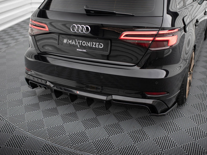 Maxton Design Rear Valance Audi A3 S-Line Sportback 8V Facelift (Version with dual exhausts on one side)