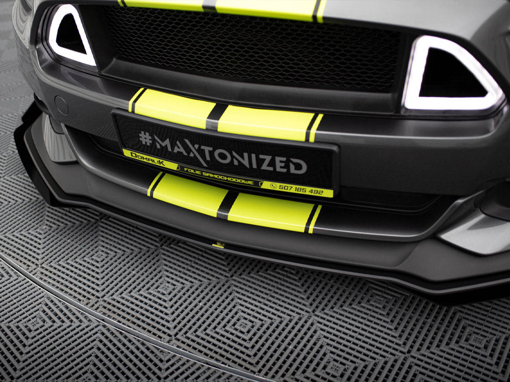 Maxton Design Street PRO Front Splitter + Flaps Ford Mustang GT Mk6 - Black-Red + Gloss Flaps