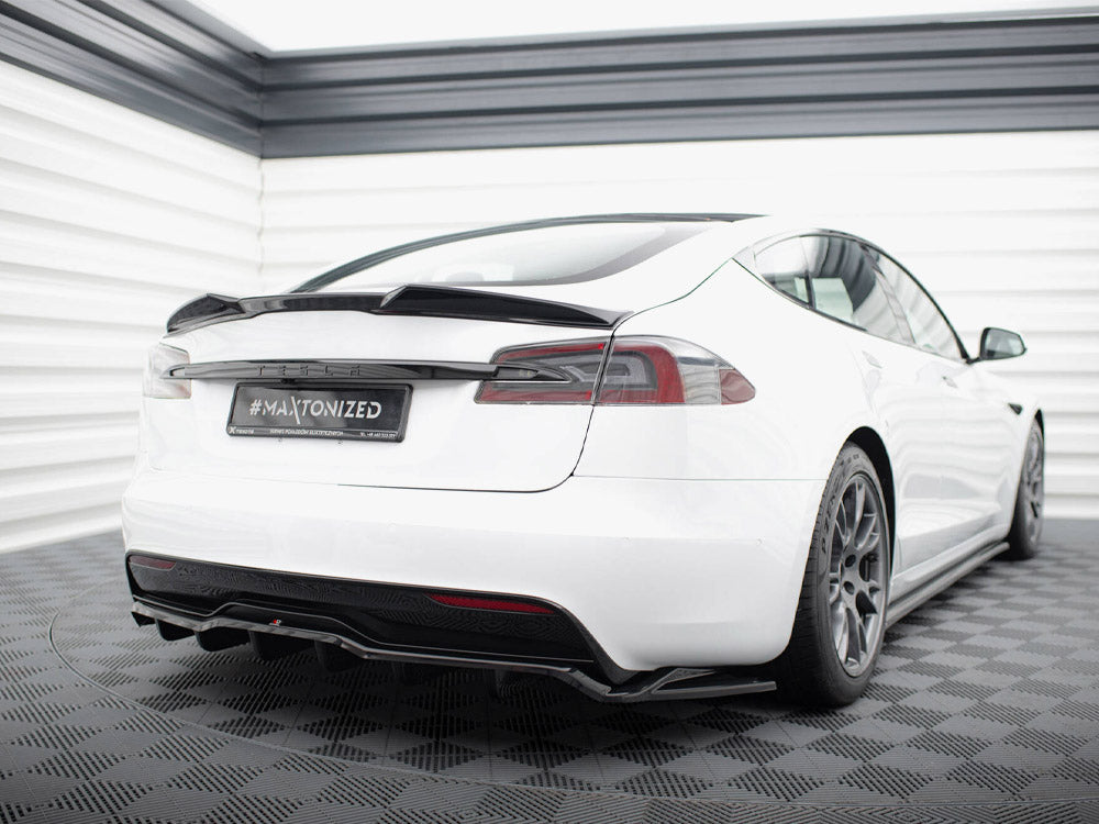 Maxton Design Rear Splitter (Vertical Bars) V.2 Tesla Model S Plaid Mk1 Facelift