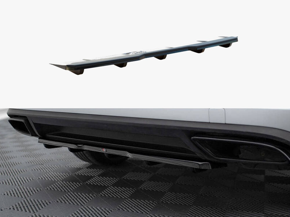 Maxton Design Central Rear Splitter (Vertical Bars) Skoda Kodiaq RS - Carbon Look