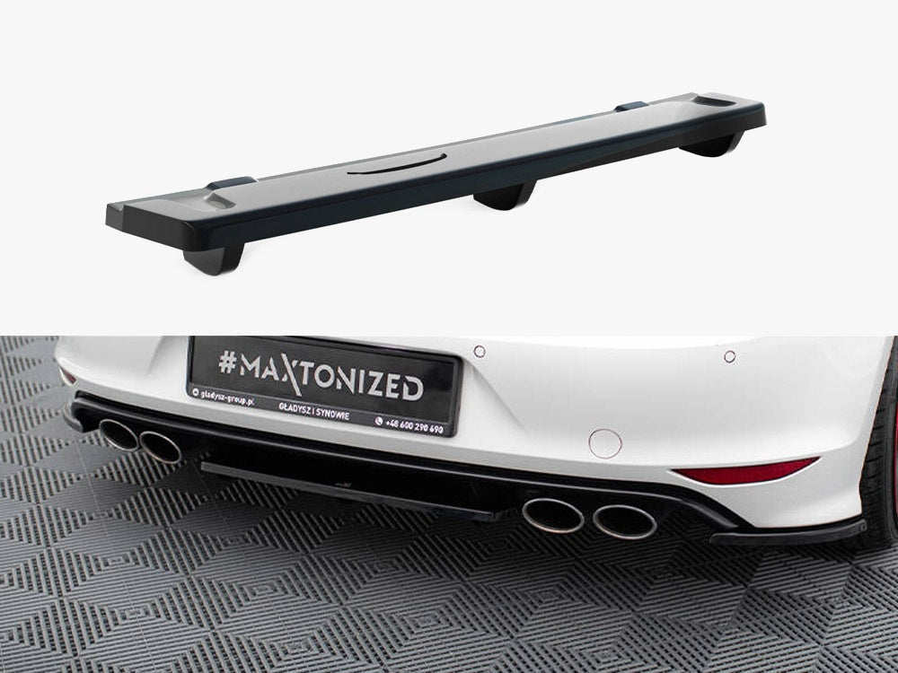 Maxton Design Central Rear Splitter (Vertical Bars) VW Golf R Mk7 - Textured