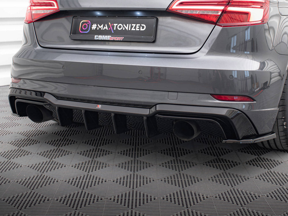 Maxton Design Rear Valance Audi A3 S-Line Sportback 8V Facelift (Version with single exhausts on both sides)