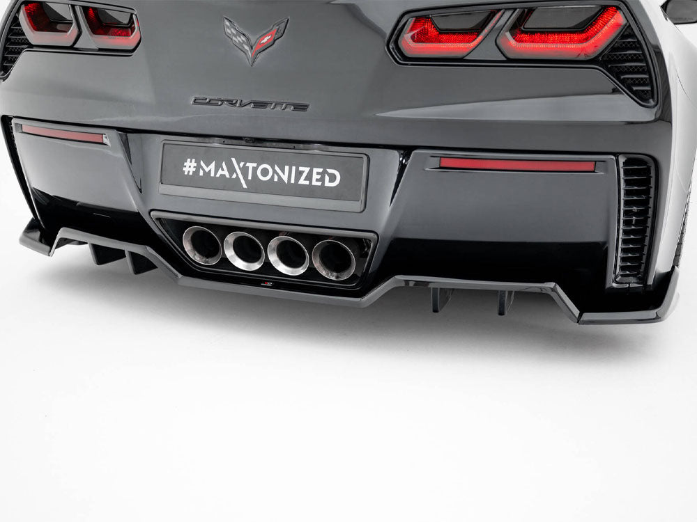 Maxton Design Rear Splitter (Vertical Bars) + Rear Side Splitters Chevrolet Corvette Z06 C7