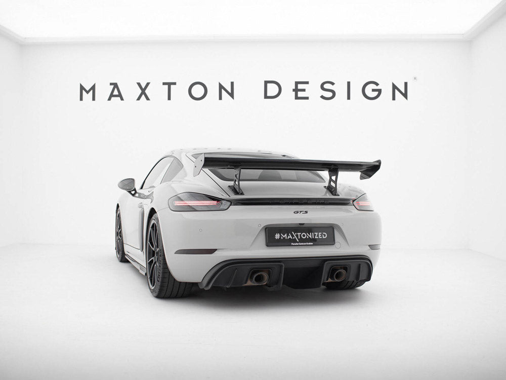 Maxton Design Carbon Spoiler With Internal Brackets Uprights V.1 Porsche 718 Cayman GTS 982c