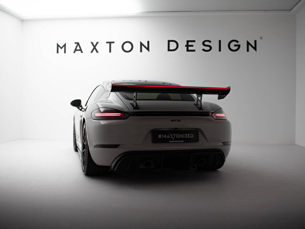 Maxton Design Carbon Spoiler With Internal Brackets Uprights V.1 + LED Porsche 718 Cayman GTS 982c