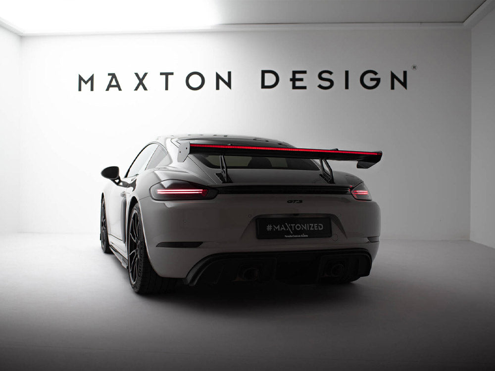 Maxton Design Carbon Spoiler With Upper Swan Mounting V.2 + LED Porsche 718 Cayman GTS 982c
