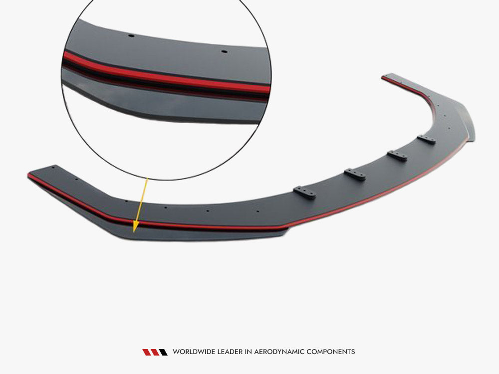 Maxton Design Street PRO Front Splitter + Flaps Ford Focus ST Mk3 Facelift - Black-Red + Gloss Flaps
