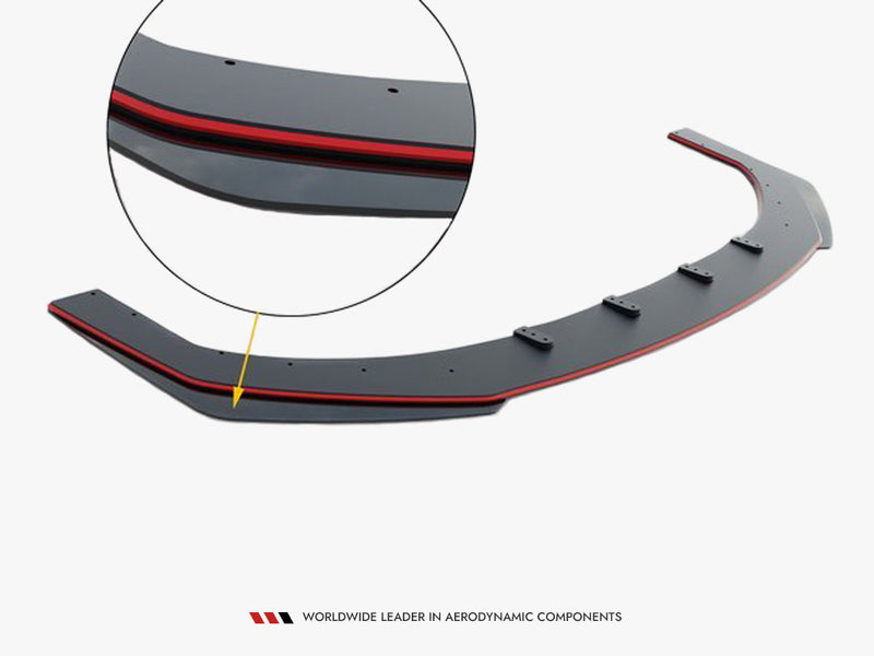 Maxton Design Street PRO Front Splitter + Flaps Ford Focus ST Mk3 Facelift - Black-Red + Gloss Flaps