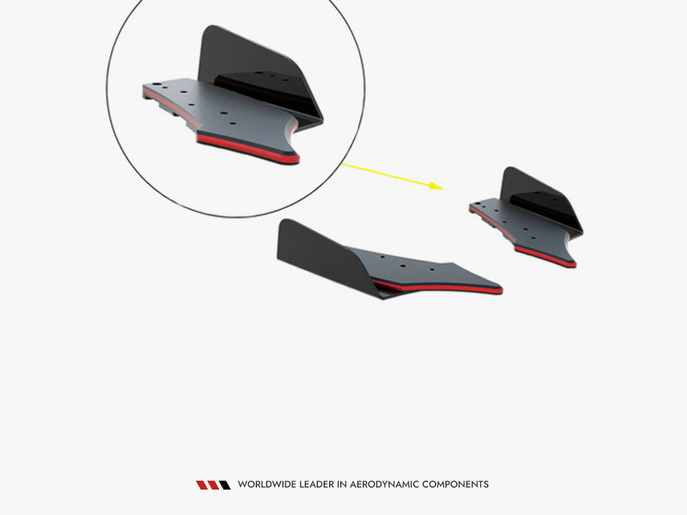 Maxton Design Street Pro Rear Side Splitters + Flaps Audi RS3 Sedan 8V Facelift - Black-Red + Gloss Flaps
