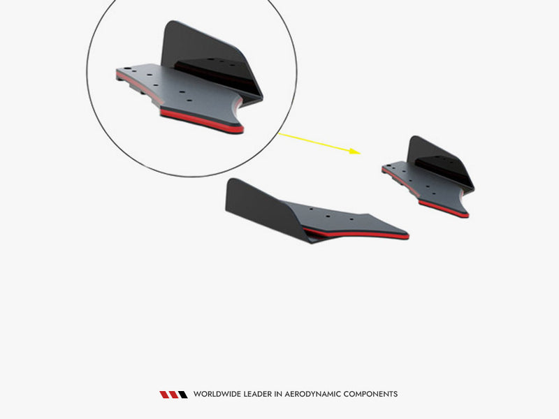 Maxton Design Street Pro Rear Side Splitters + Flaps Audi RS3 Sedan 8V Facelift - Black-Red + Gloss Flaps