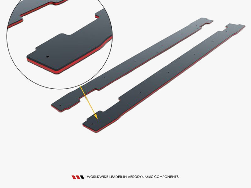 Maxton Design Street PRO Side Skirts Diffusers Ford Mustang GT Mk6 - Black-Red