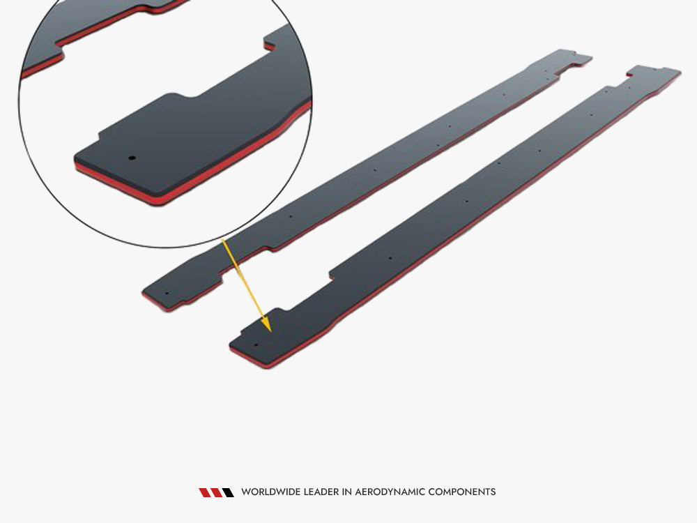 Maxton Design Street PRO Side Skirts Diffusers Renault Clio RS Mk4 - Black-Red