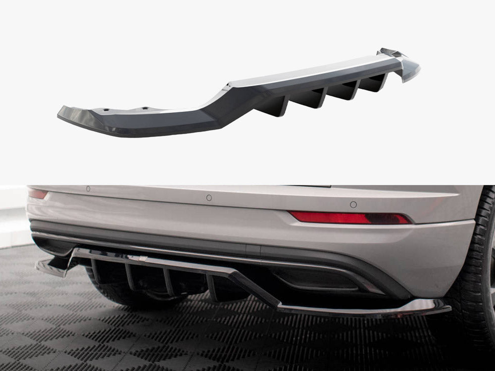 Maxton Design Rear Splitter (Vertical Bars) Skoda Karoq Sportline Mk1 Facelift - Carbon Look