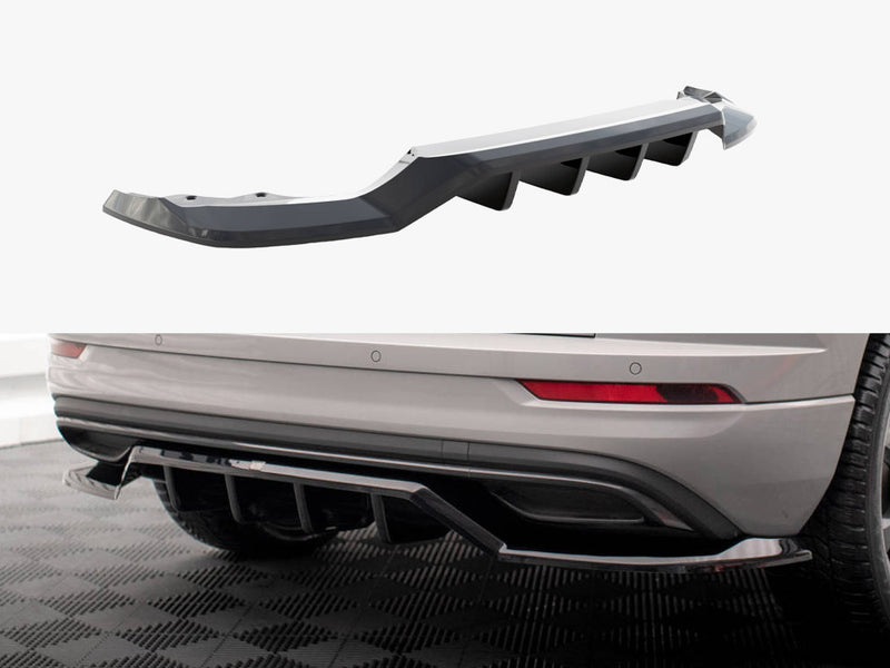 Maxton Design Rear Splitter (Vertical Bars) Skoda Karoq Sportline Mk1 Facelift - Carbon Look