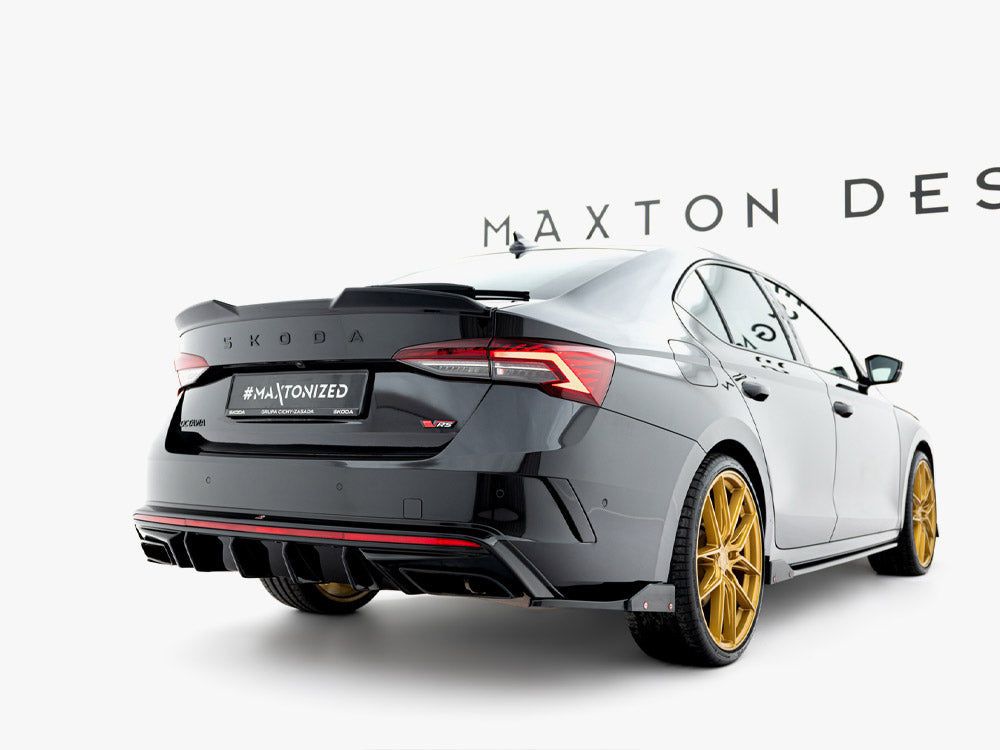 Maxton Design Rear Side Splitters V.4 + Flaps Skoda Octavia RS Combi / Liftback Mk4 / Mk4 Facelift
