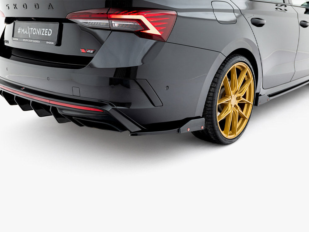 Maxton Design Rear Side Splitters V.4 + Flaps Skoda Octavia RS Combi / Liftback Mk4 / Mk4 Facelift