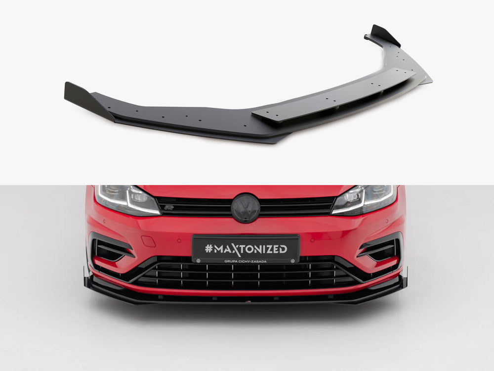 Maxton Design Street PRO Front Splitter + Flaps Volkswagen Golf R / R-Line Mk7 Facelift