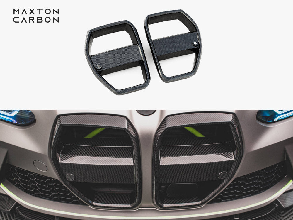 Maxton Design Carbon Fiber Front Grill + License Plate Holder Base BMW M4 G82
