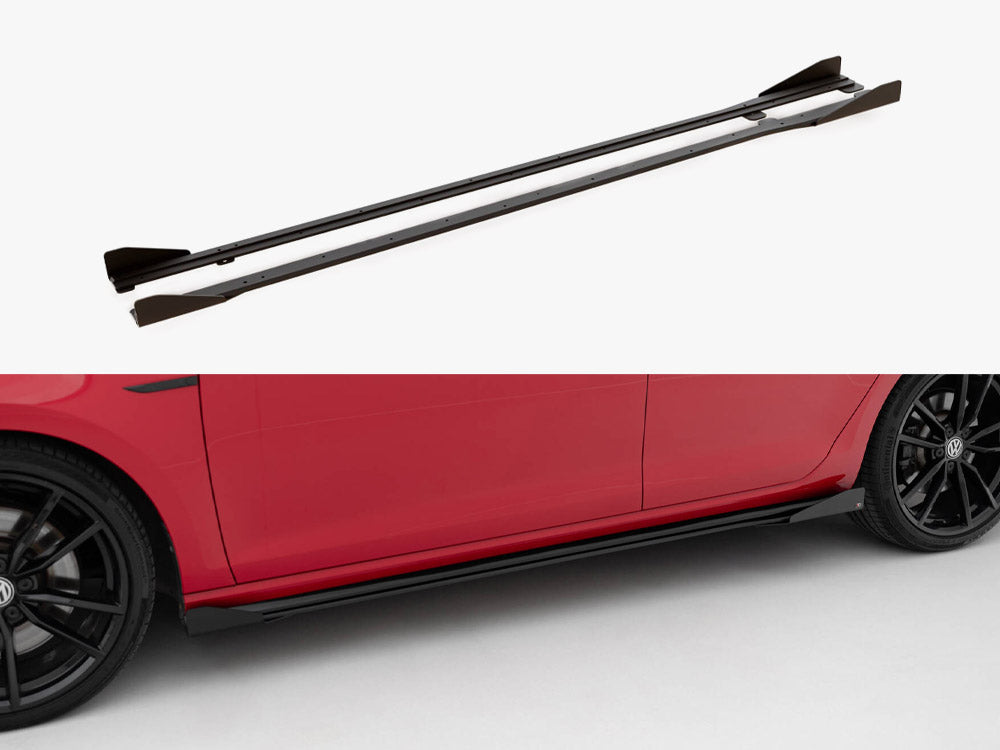 Maxton Design Street PRO Side Skirts Diffusers + Flaps Volkswagen Golf R / R-Line Mk7 Facelift