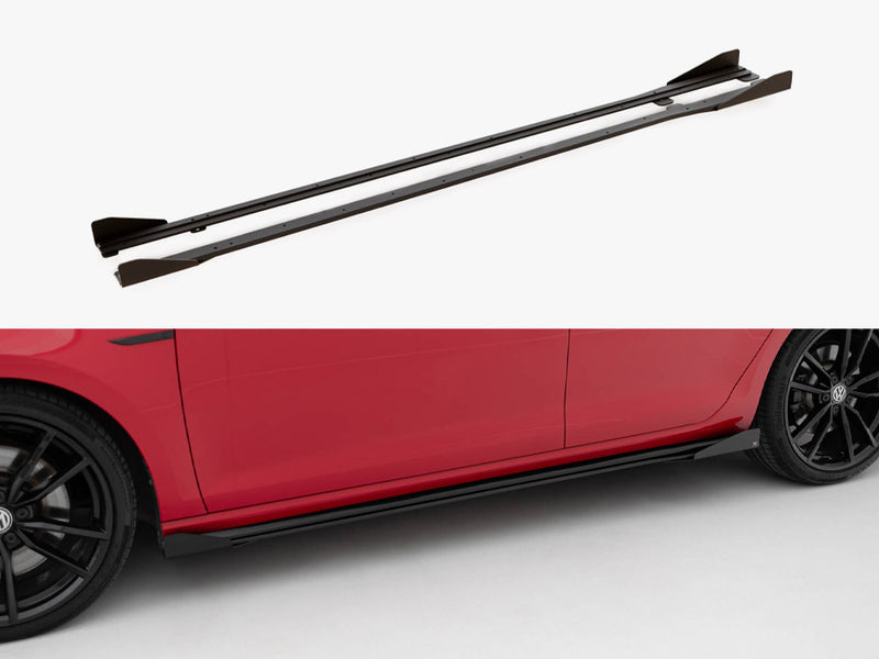 Maxton Design Street PRO Side Skirts Diffusers + Flaps Volkswagen Golf R / R-Line Mk7 Facelift