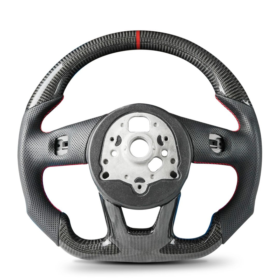 Audi Rs3 2017+ Carbon Steering Wheel With Leather And Red Stripe