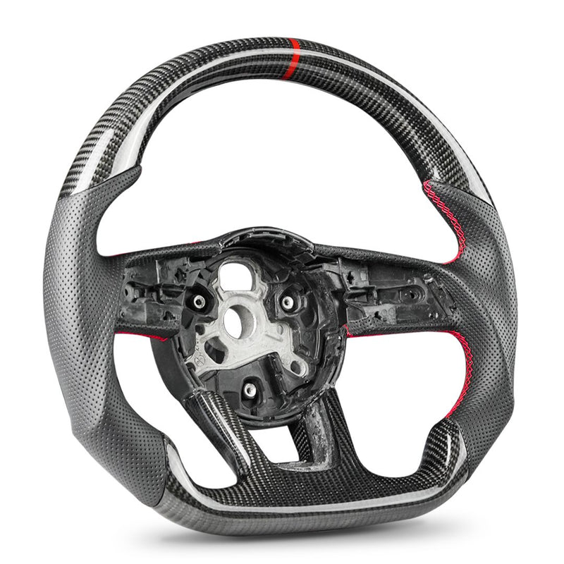 Audi Rs3 2017+ Carbon Steering Wheel With Leather And Red Stripe