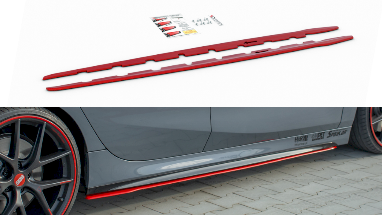Side Skirts Diffusers (Red) Bmw 1 Series F40 M-Sport (2019-)