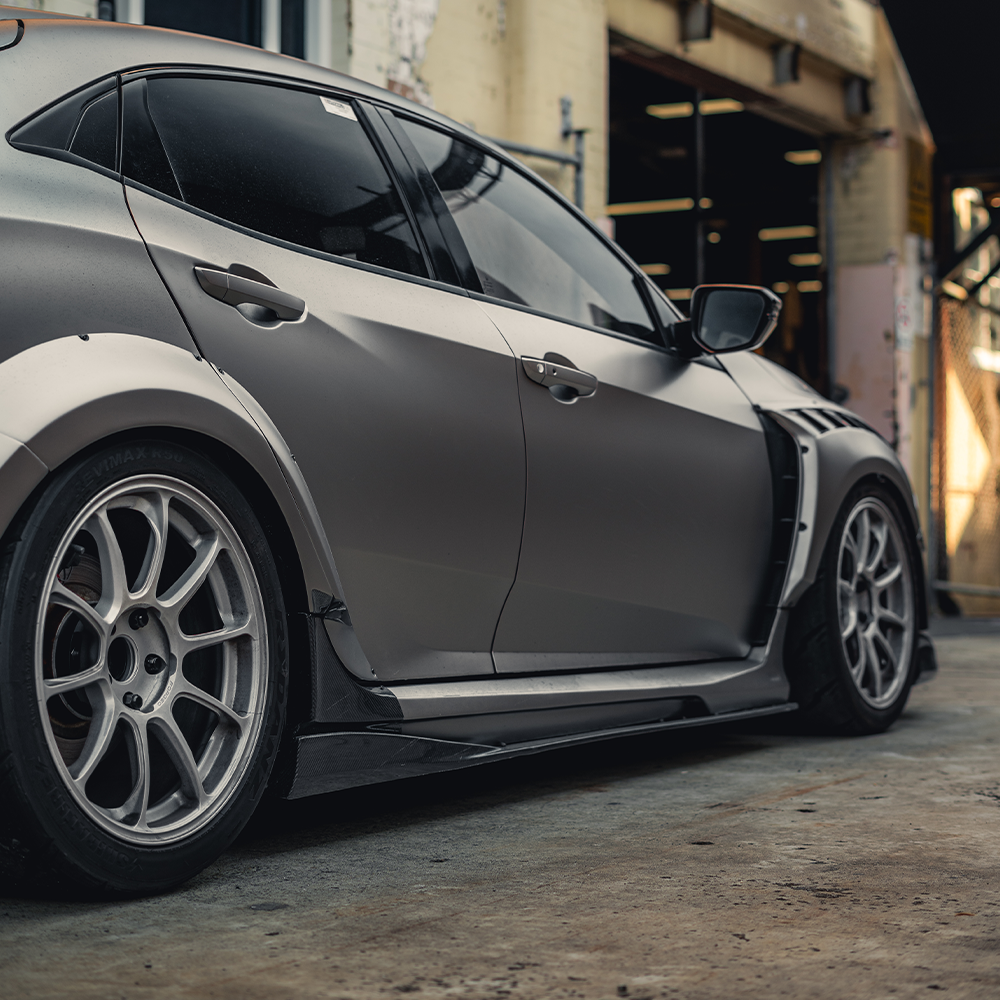 Honda Civic Type-R FK8 Varis Widebody Arising-II Style Side Skirt Underboards - Carbonetics