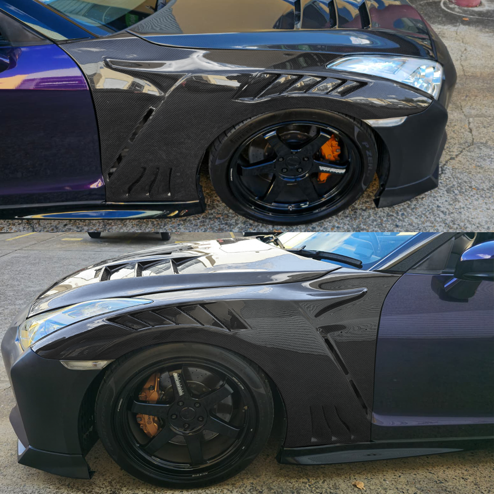 17+ R35 GTR TOP SECRET STYLE FRONT Dry Carbon Front Fenders
