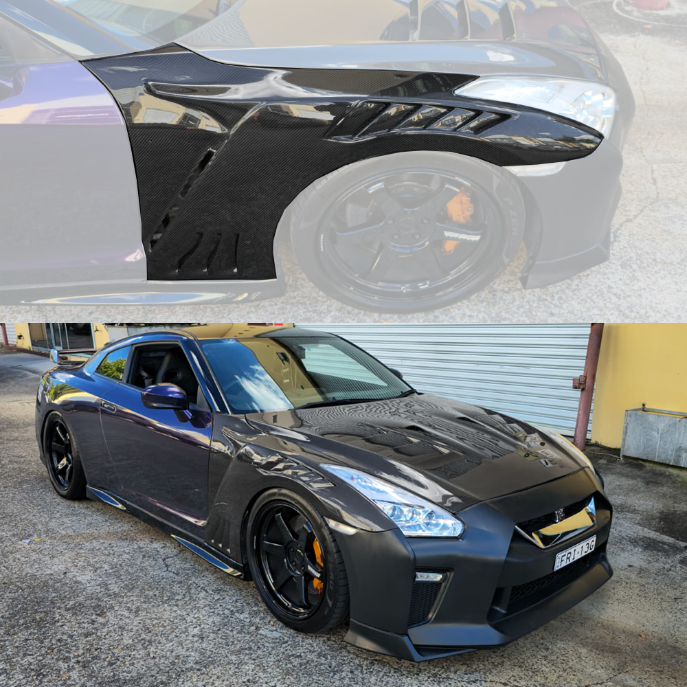 17+ R35 GTR TOP SECRET STYLE FRONT Dry Carbon Front Fenders