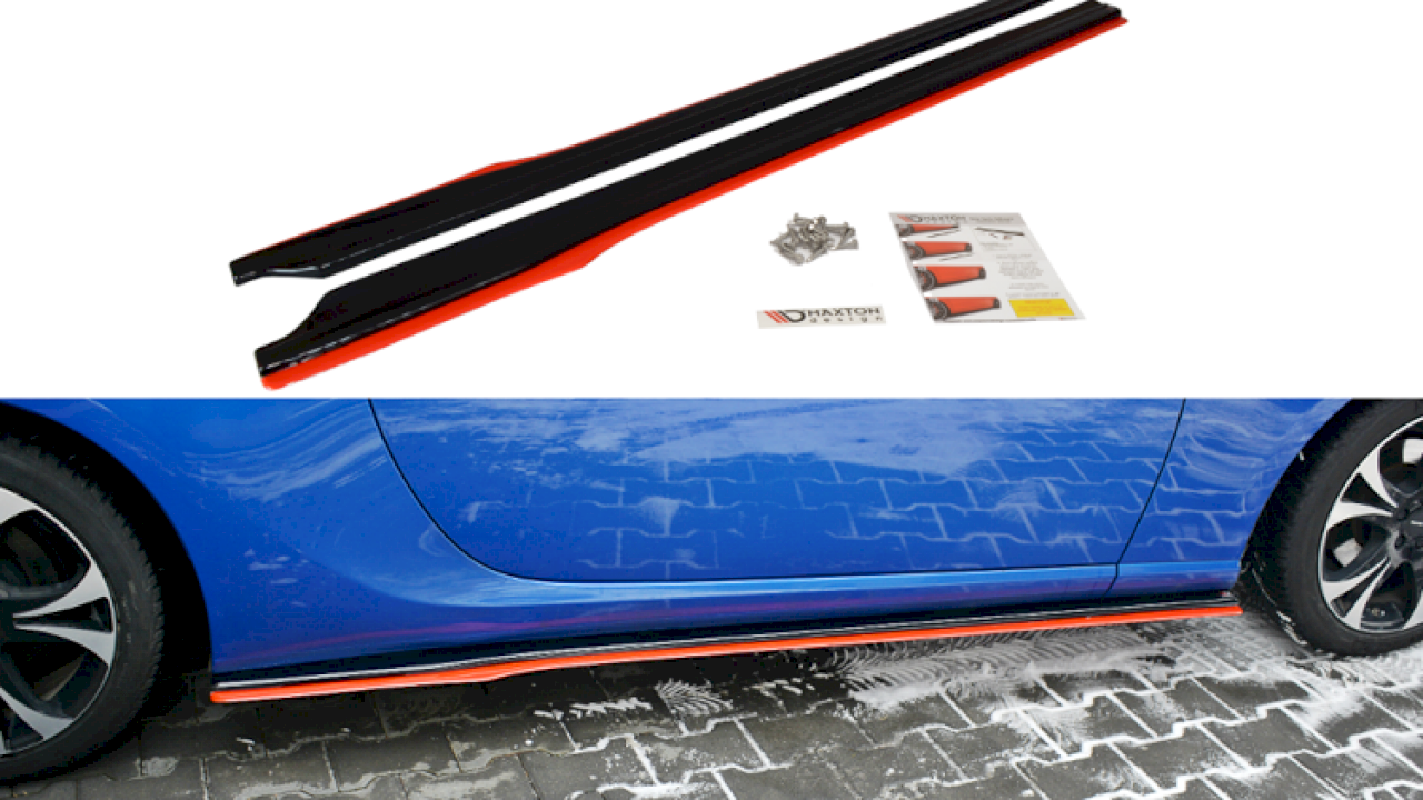 Side Skirts Splitters (Black & Red) V.2 Subaru Brz (2017-Up)/ Toyota Gt86 Facelift (2017-Up)