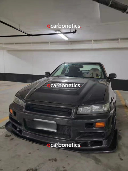 Nissan Skyline R34 Gtt 2D 4D Gtr Conversion Front Bumper Carbon Fiber Accessories