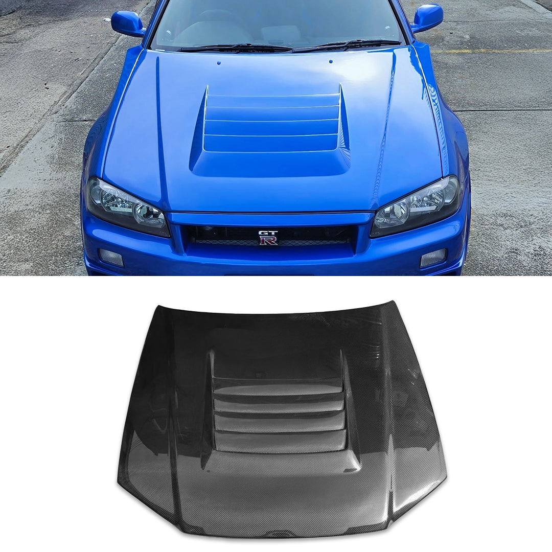 Nissan Skyline R34 GTR Z Tune Style Dry Carbon Vented Hood
