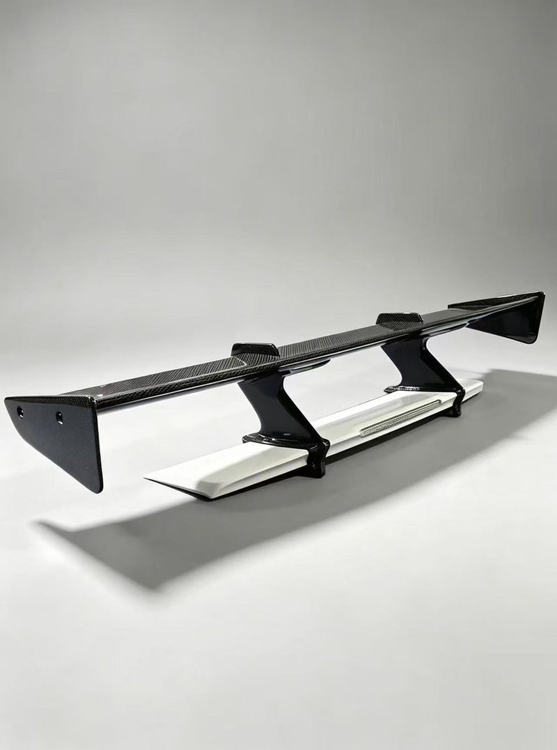 Top Secret style dry carbon rear spoiler for the Nissan R35 GT-R 2017+, shown off the vehicle