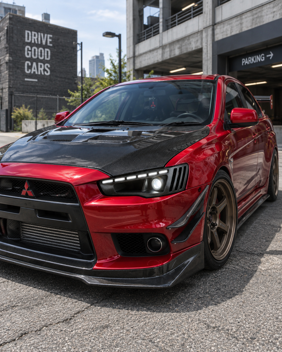 Mitsubishi Lancer CJ / Evolution X APEX Dry Carbon Vented Headlight