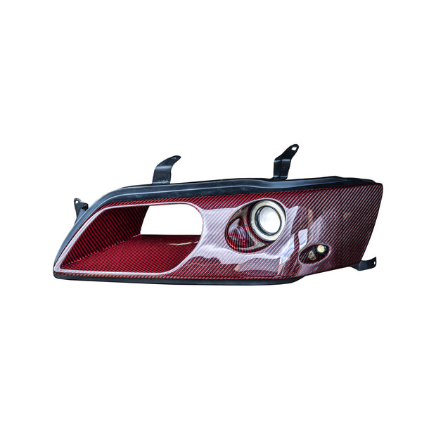 Evolution EVO 7 8 9 Red Carbon Vented Headlight Air Duct with LED Projector Light and indicator  (RHD, passenger side)