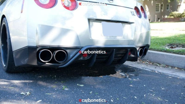 2008-2010 Nissan R35 Gtr Cba Wald Style Rear Bumper Diffuser Addon W/ Brake Light Accessories