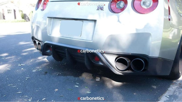 2008-2010 Nissan R35 Gtr Cba Wald Style Rear Bumper Diffuser Addon W/ Brake Light Accessories