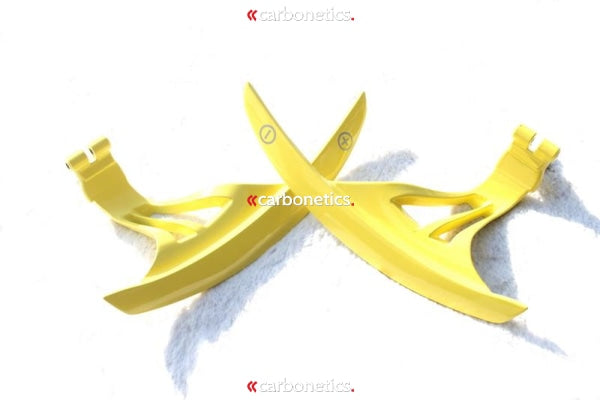 2008-2015 Nissan R35 Gtr Cba Dba Autotecknic Style Lenthened Shift Paddle 1 Pair (Glossy Yellow)