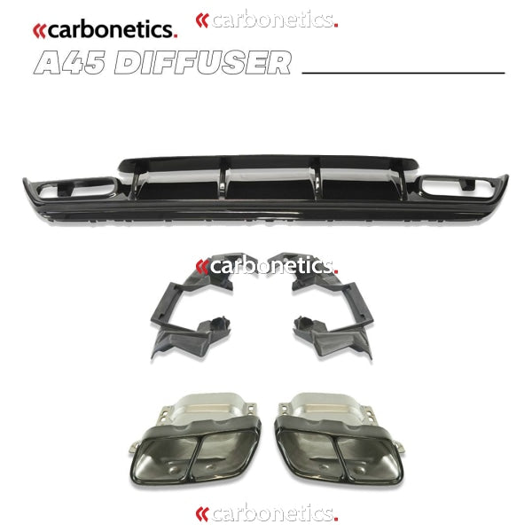 2017-2019 Mercedes Benz W176 A45 Abs Rear Oem Diffuser Black Tips Gloss Accessories