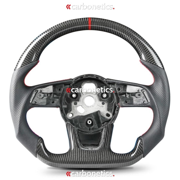 Audi Rs3 2017+ Carbon Steering Wheel With Leather And Red Stripe